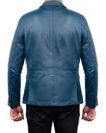 Load image into Gallery viewer, 2-Button Men Lambskin Leather Blazer-Blue
