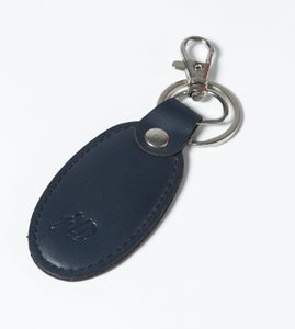 Leather Hook Locking Silver Metal key ring Key chain(Blue)