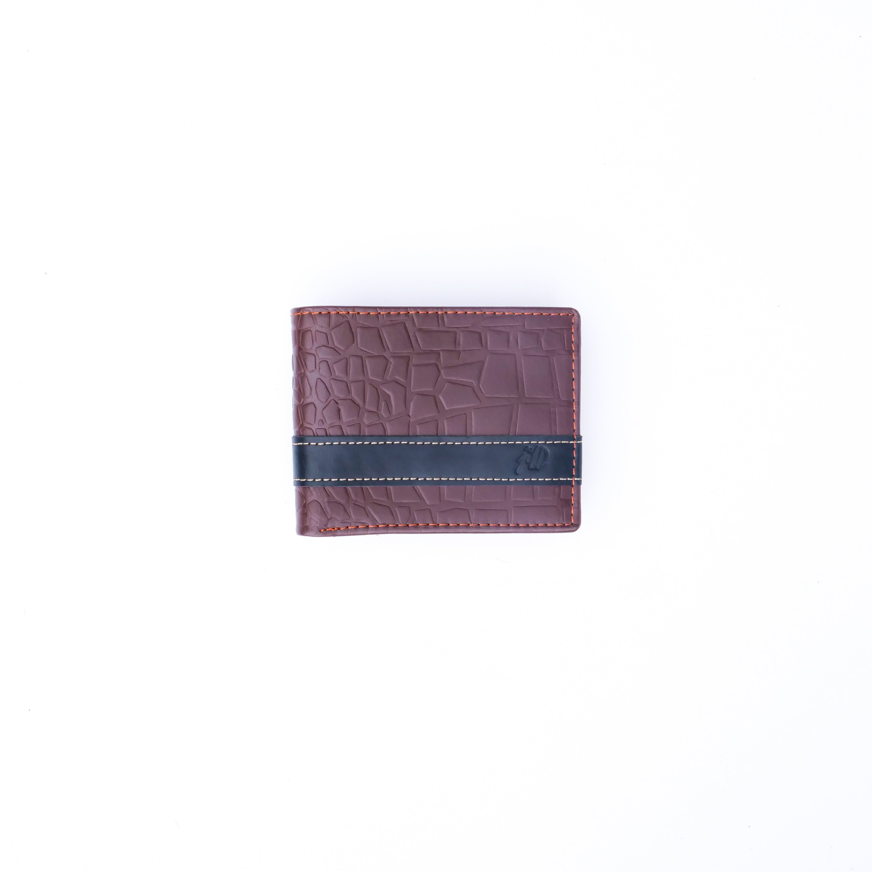 Croc-Style Leather Mens Wallet-Brown