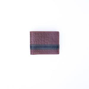 Croc-Style Leather Mens Wallet-Brown