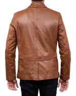 Load image into Gallery viewer, 5-Button Men Lambskin Leather Blazer-Cognac
