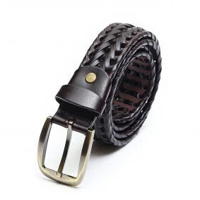 Stylish Braided Men's Leather Belt-Brown Color