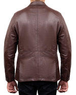 Load image into Gallery viewer, 2-Button Men Lambskin Leather Blazer-Brown
