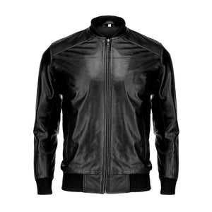 Mens Black Pure Cow Leather  Bomber Jacket