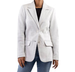 Load image into Gallery viewer, Classic 2-Button Lambskin Leather Blazer Women-White
