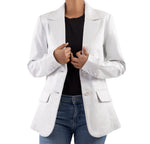 Load image into Gallery viewer, Classic 2-Button Lambskin Leather Blazer Women-White
