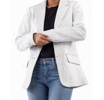 Load image into Gallery viewer, Classic 2-Button Lambskin Leather Blazer Women-White
