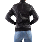 Load image into Gallery viewer, Womens Bomber Leather Jacket-Black
