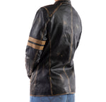 Load image into Gallery viewer, Distressed Café Racer Vintage Leather Jacket Women-Black
