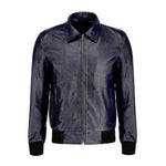 Load image into Gallery viewer, Zipper Vintage Bomber Polo Leather Jacket-Blue
