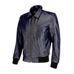 Load image into Gallery viewer, Zipper Vintage Bomber Polo Leather Jacket-Blue
