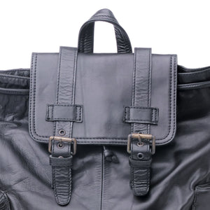 Leather Backpack Travel Laptop Office Bag- Granite Black