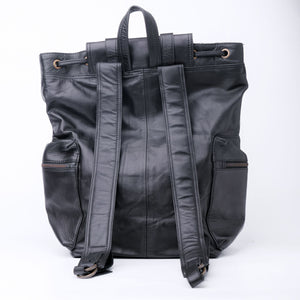 Leather Backpack Travel Laptop Office Bag- Granite Black