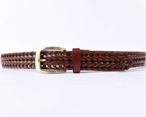 Stylish Braided Men's Leather Belt-Tan Color