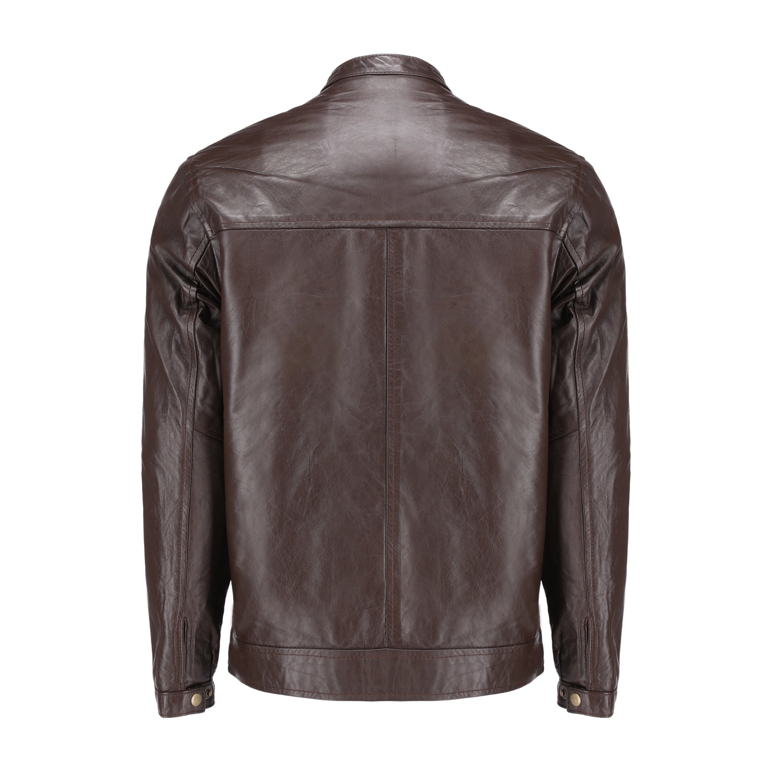Brown Mens Pure Sheep Leather Zipper Jacket