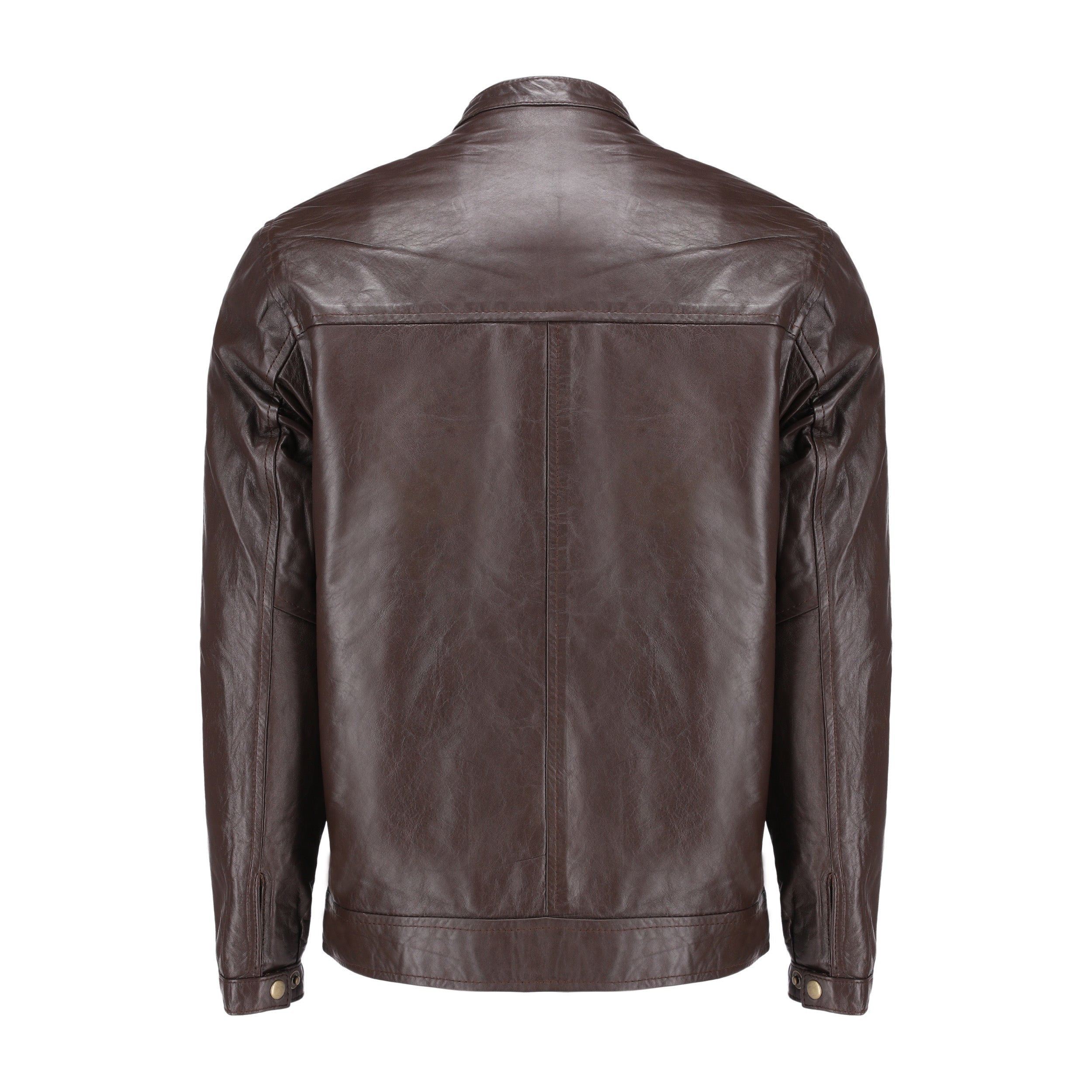 Brown Mens Pure Sheep Leather Zipper Jacket