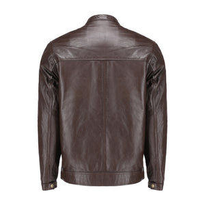 Brown Mens Pure Sheep Leather Zipper Jacket